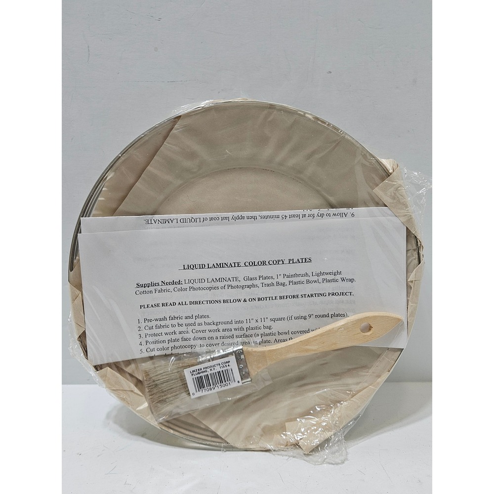 Vintage Liquid Laminate Color Copy Glass Plates Only Instructions Brush NOS